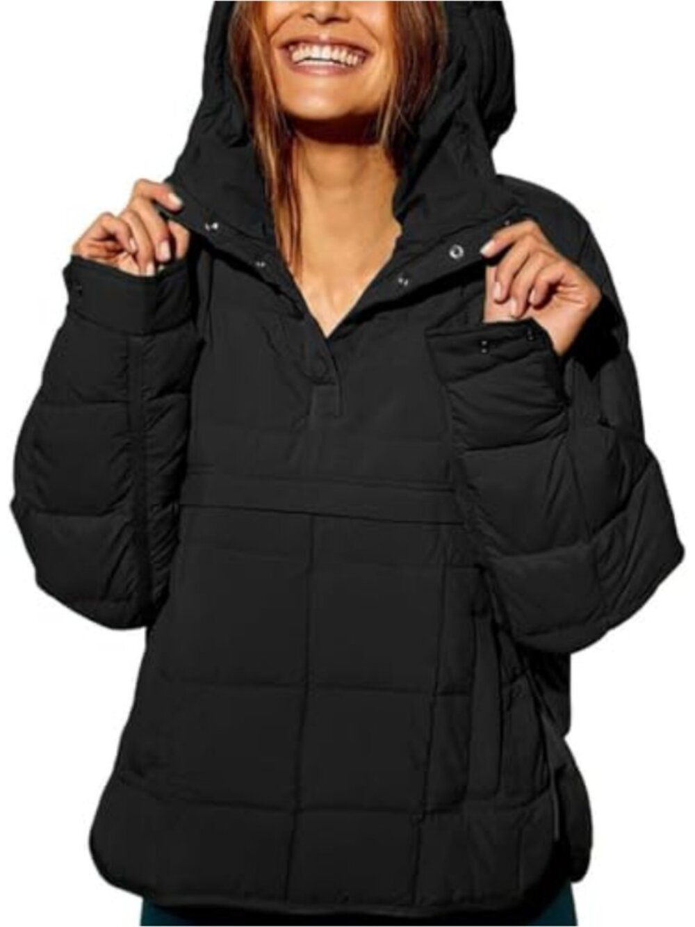Women's Lightweight Quilted Pullover Puffer Jacket Hooded Oversized Winter Coat